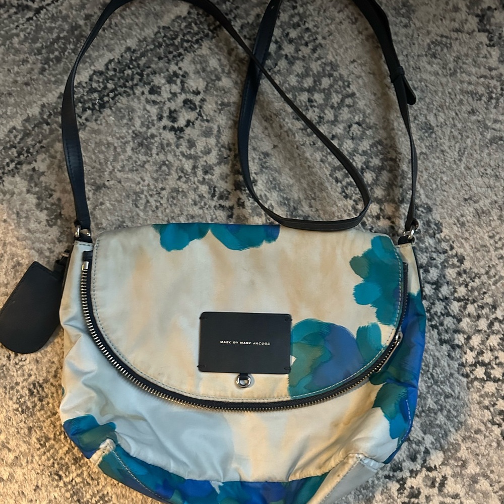 Marc by Marc Jacobs Cream and Blue Crossbody Nylon Bag